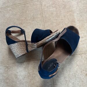 Well-used Blue Wedge Sandals